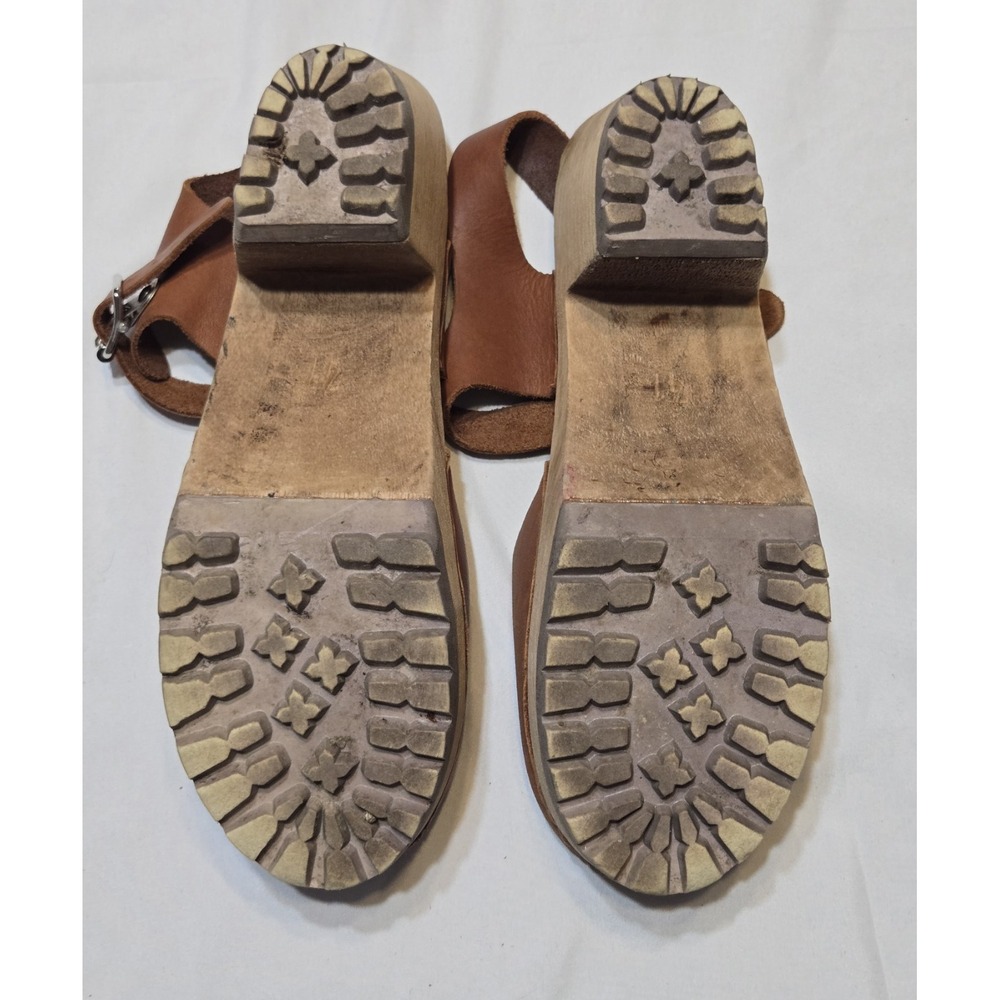 MIA Abba Mary Jane Swedish Wooden Clogs Leather Brown Size EUR 41/ US 10 Boho - Picture 7 of 7